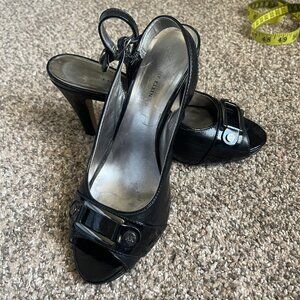 Anne Klein Evelyn Peep Toe Slingback Pump Heel, Size 9M, Black